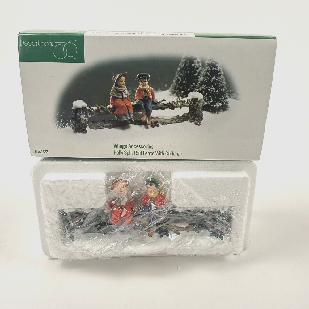 Department 56 Village Accessory Holly Split Rail Fence With Children 52723
